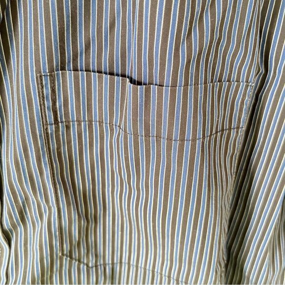 Guy Laroche Vtg Navy Black Stripe Modern Fit Cotton Short Sleeve Dress Shirt - Picture 4 of 7